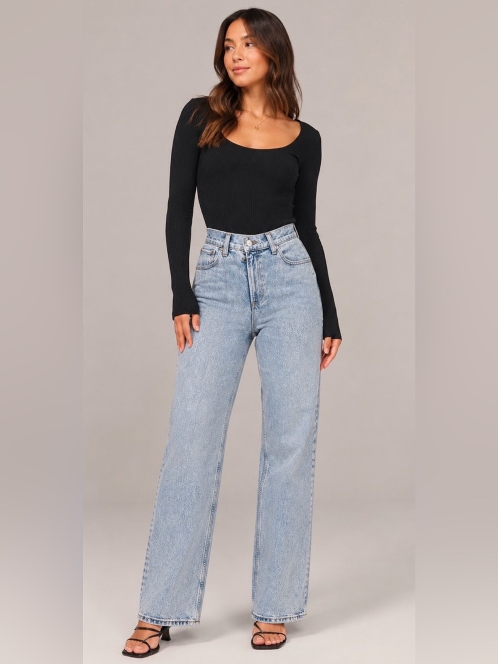 Abercrombie Curve Love 90s Straight Criss Cross Ultra High Rise Jeans 27 Short
